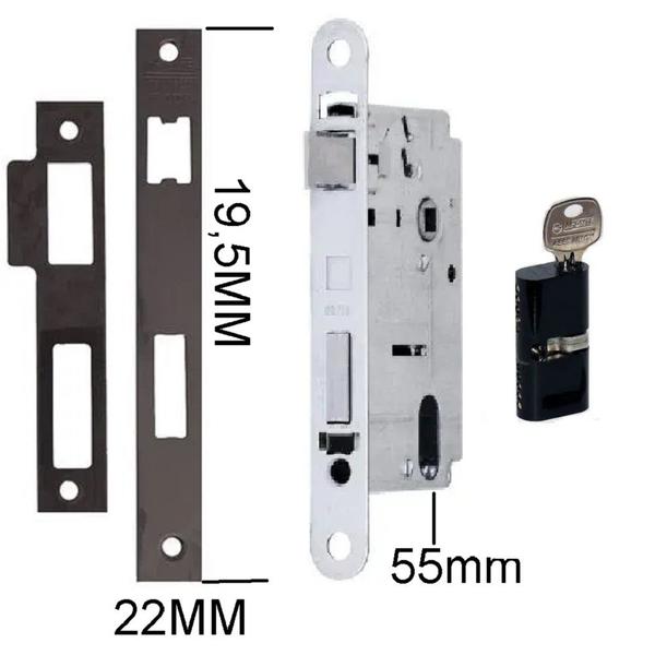 Imagem de Maquina de fechadura externa  Preta Com cilindro  St2 55 mm Lafonte  330-55 Avulsa