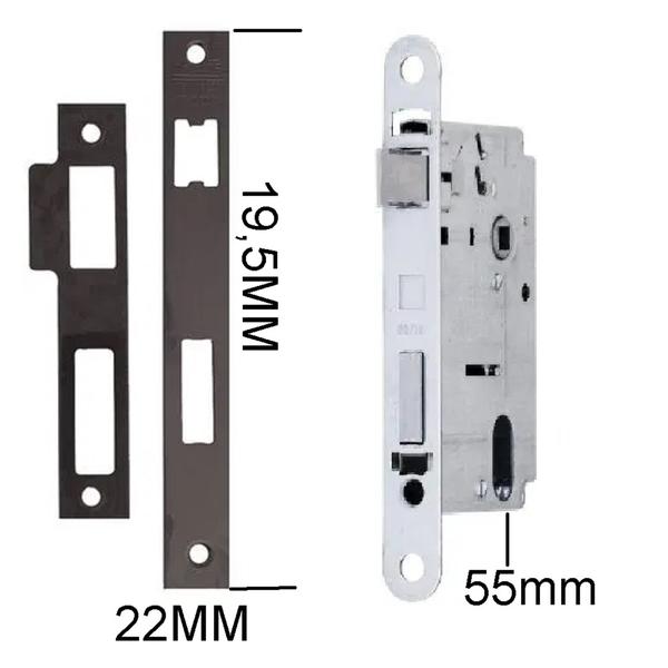 Imagem de Maquina de fechadura externa Sem cilindro Preta St2 55 mm Lafonte  330-55 Avulsa