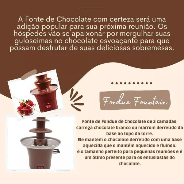 Imagem de Máquina De Fonte De Chocolate Fondue Maker Aquecido Em 3 Camadas