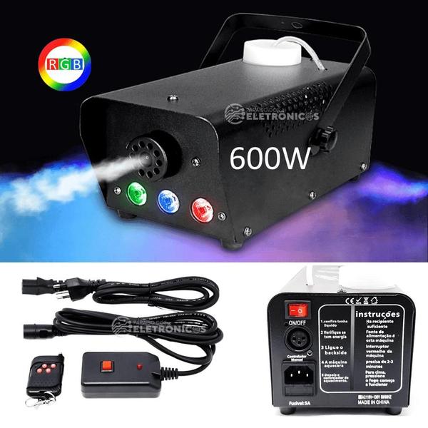 Imagem de Maquina De Fumaça Potencia 600W Iluminação 3 LEDs RGB Controle Remoto 110V LKY5