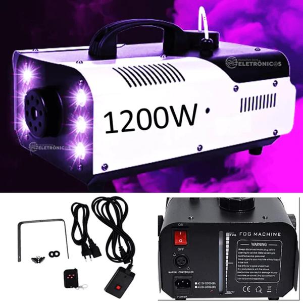 Imagem de Maquina De Fumaça Profissional 1200w 6 Led Rgb Mistura de Cores Com Controle LKY91200110