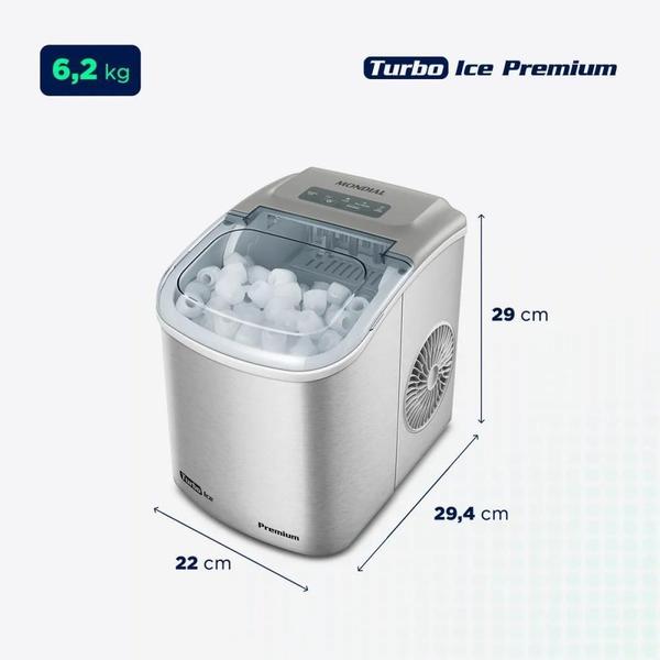 Imagem de Máquina De Gelo 12 Kg Turbo Ice Cinza Mg-12-Gi Mondial