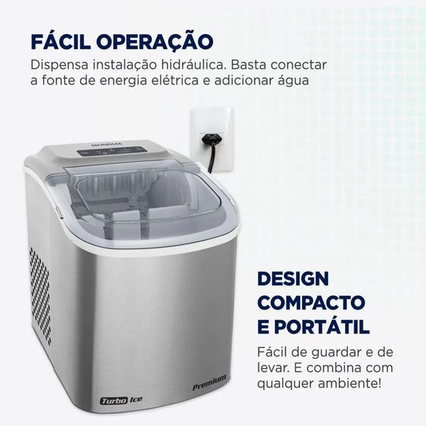 Máquina de Gelo 12 kg Turbo Ice Premium cinza MG-12-GI - Mondial Imagem de Máquina de Gelo 12 kg Turbo Ice Premium cinza MG-12-GI - Mondial