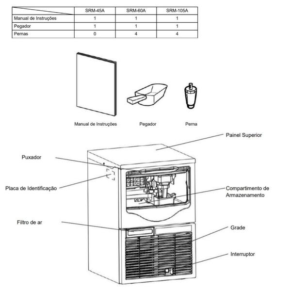 Imagem de Maquina De Gelo Em Cubo Srm-45 A 41Kg/dia Deposito 14Kg 220V Monofasico - Macom