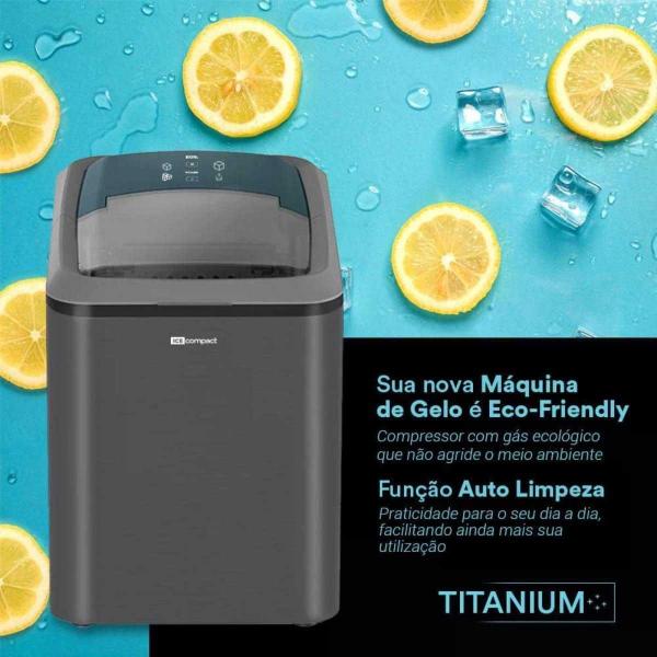 Imagem de Máquina de Gelo EOS 15kg Ice Compact EMG02T Titanium 220V