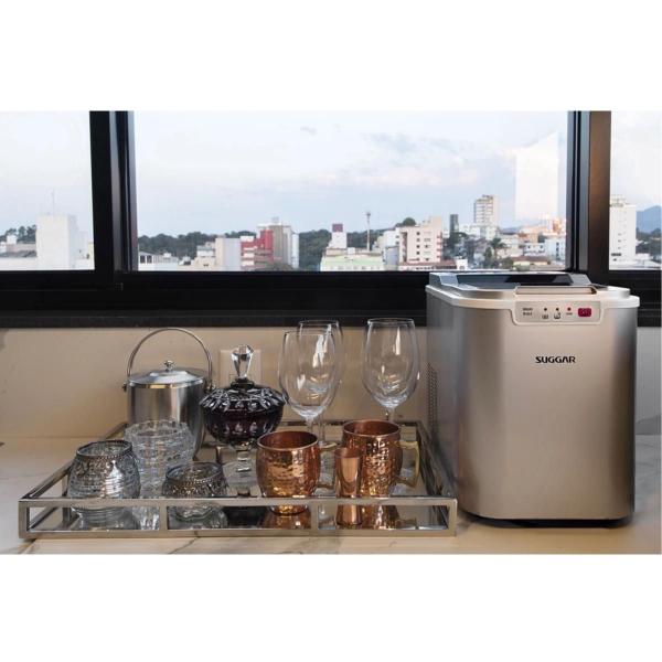 Máquina De Gelo Ice Maker Prata 120w Suggar Imagem de Máquina De Gelo Ice Maker Prata 120w Suggar
