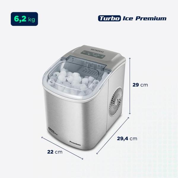 Imagem de Máquina de Gelo Mondial 12kg Turbo Ice Premium MG-12-GI Cinza 220V