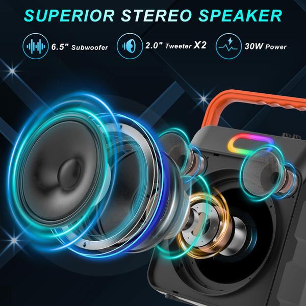 Máquina de Karaokê DFTRT com 2 Microfones sem Fio, Bluetooth Imagem de Máquina de Karaokê DFTRT com 2 Microfones sem Fio, Bluetooth