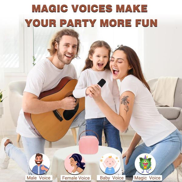 Imagem de Máquina de karaokê IROO para crianças, alto-falante Bluetooth portátil com microfone sem fio, tocador de música, brinquedos, presente para meninos e meninas de 4, 5, 6, 7, 8, 9, 10 anos ou mais, aniversário, festa de Natal, casa (cor rosa)