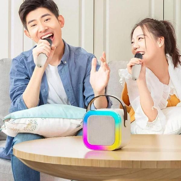 Máquina de Karaokê Portátil com Bluetooth e Microfones Sem Fio - Sistema de Alto-Falantes 53 PA Imagem de Máquina de Karaokê Portátil com Bluetooth e Microfones Sem Fio - Sistema de Alto-Falantes 53 PA