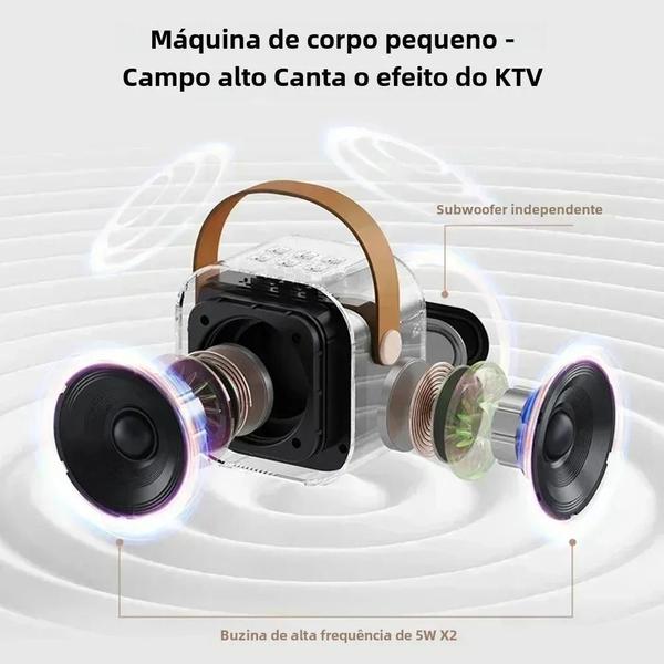 Máquina de Karaokê Portátil com Bluetooth e Microfones Sem Fio - Sistema de Alto-Falantes 53 PA Imagem de Máquina de Karaokê Portátil com Bluetooth e Microfones Sem Fio - Sistema de Alto-Falantes 53 PA