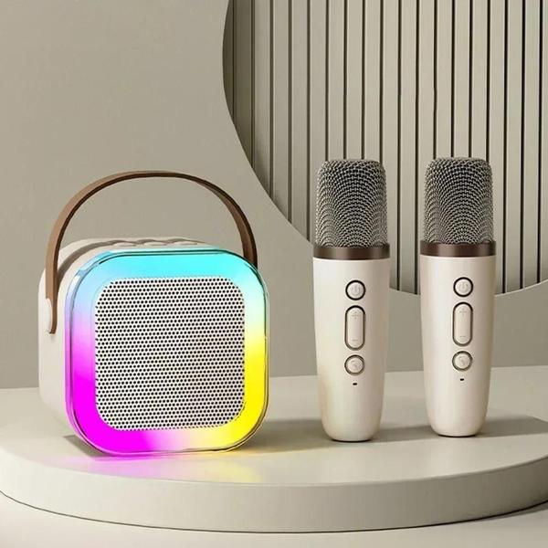 Máquina de Karaokê Portátil com Bluetooth e Microfones Sem Fio - Sistema de Alto-Falantes 53 PA Imagem de Máquina de Karaokê Portátil com Bluetooth e Microfones Sem Fio - Sistema de Alto-Falantes 53 PA