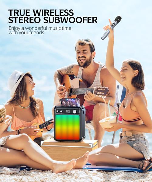 Imagem de Máquina de karaokê ROUWU Bluetooth Speaker 2, microfone sem fio