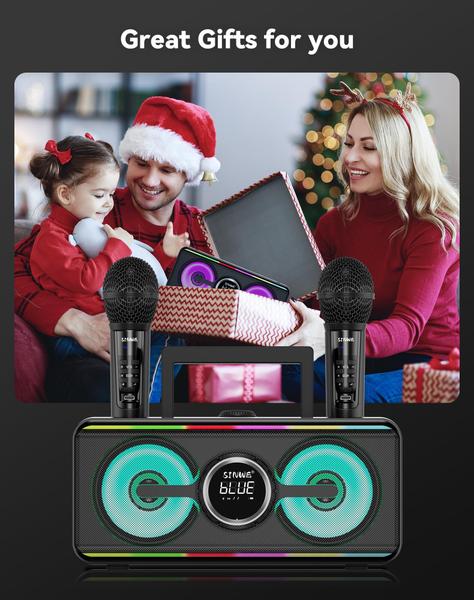 Imagem de Máquina de karaokê SINWE K2 com 2 microfones sem fio UHF Bluetooth