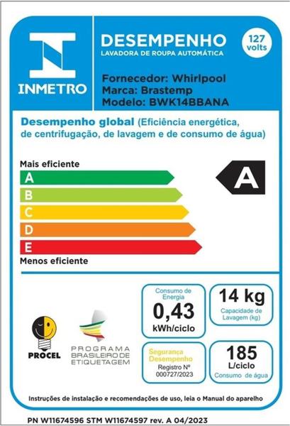 Imagem de Máquina de Lavar Brastemp 14Kg Branca com Ciclo Tira Manchas Advanced e Smart Sensor - BWK14BB