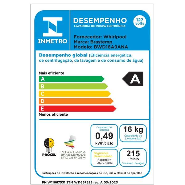 Imagem de Máquina de Lavar Brastemp 16kg Titânio com Tecnologia Double Wash e Ciclo Tira Manchas Advanced-BWD16A9