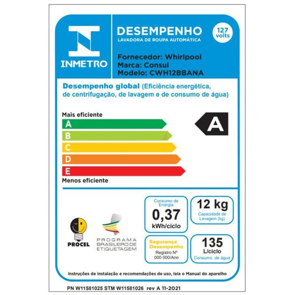 Imagem de Máquina de Lavar Consul 12 kg Branca com Dosagem Econômica e Ciclo Edredom - CWH12BB