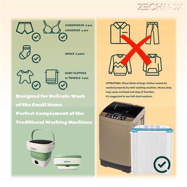 Imagem de Máquina de lavar portátil ZechNox 12L com secador giratório branco/verde