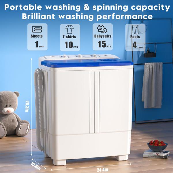 Imagem de Máquina de lavar roupa Auertech Portable Twin Tub de 9 kg com bomba de drenagem