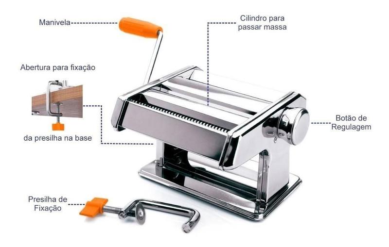 Imagem de Máquina De Macarrão Cilindro Aço Inox Massa Caseira Talharim