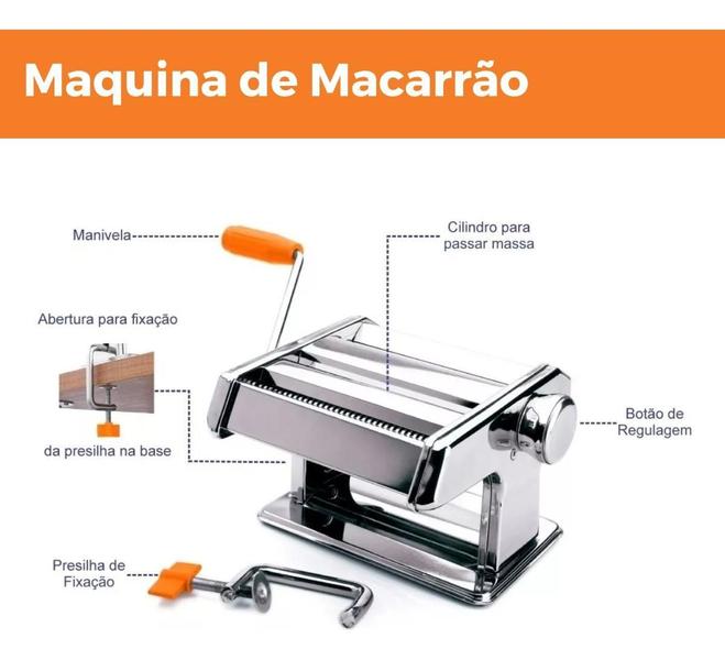 Imagem de Máquina De Macarrão Cilindro Aço Inox Massa Caseira Talharim