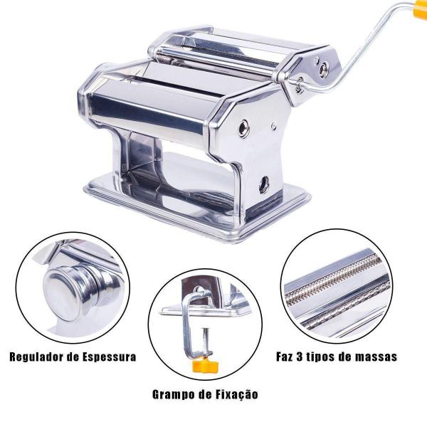 Imagem de Máquina De Macarrão Lasanha Massa Caseira Manual Em Aço Inox