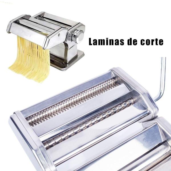 Imagem de Máquina De Macarrão Lasanha Massa Caseira Manual Em Aço Inox