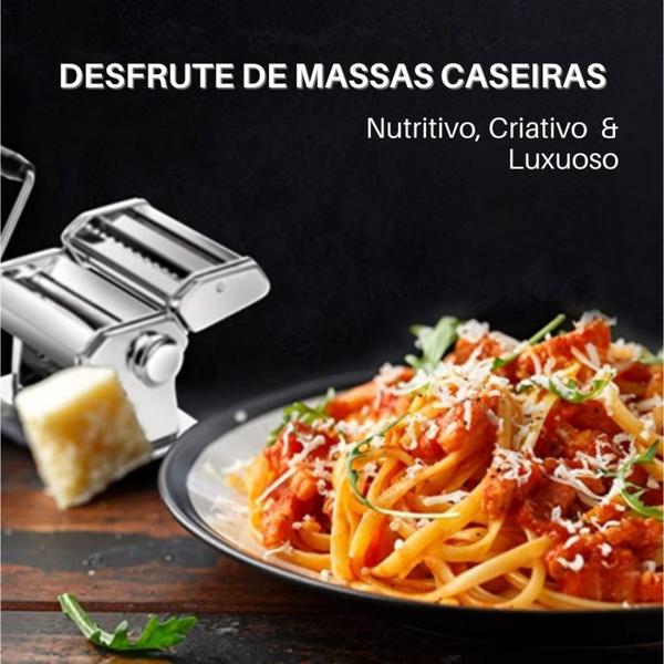 Imagem de Máquina de Massas Macarrão Manual com Manivela Ravióli Talharim Espaguete Lasanha de Aço Inox