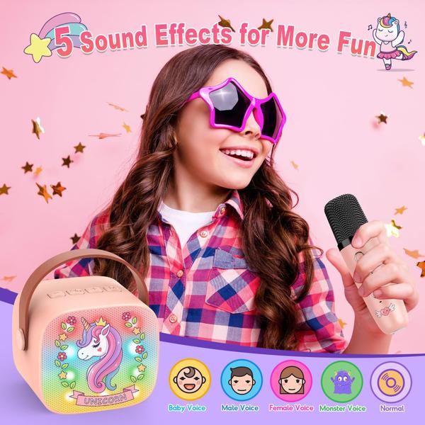 Imagem de Máquina de microfone de karaokê Delighkidz Unicorn com 2 microfones 4-12+