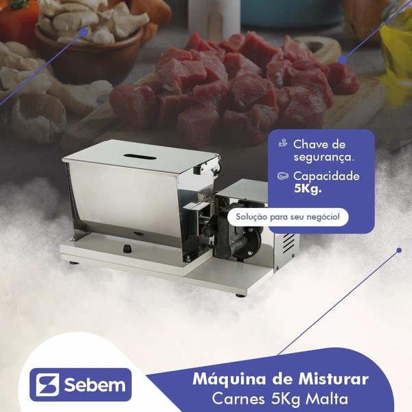 Maquina De Misturar Carne e Temperos Para Hambúrguer, Linguiça Pequeno 5kg Bivolt - MALTA Imagem de Maquina De Misturar Carne e Temperos Para Hambúrguer, Linguiça Pequeno 5kg Bivolt