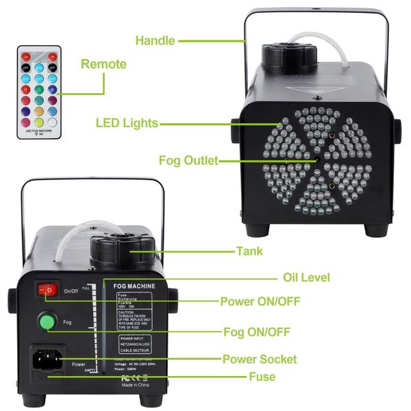 Imagem de Máquina de neblina ATDAWN com 126 luzes LED 520mL 500W