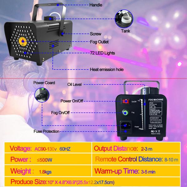 Imagem de Máquina de neblina IMONE 72-LED com controle remoto para o Halloween