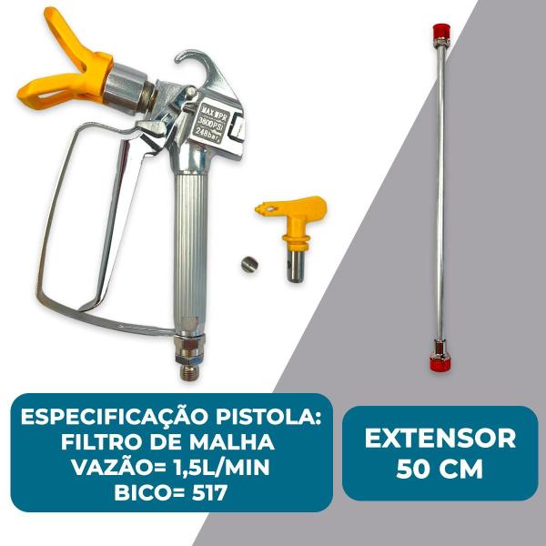 Imagem de Máquina de Pintura Airless Menegotti MMA900 127V/220V 15 Metros Para Pinturas Paredes Tetos Pisos Muros Construção Civil Pedreiros Profissional