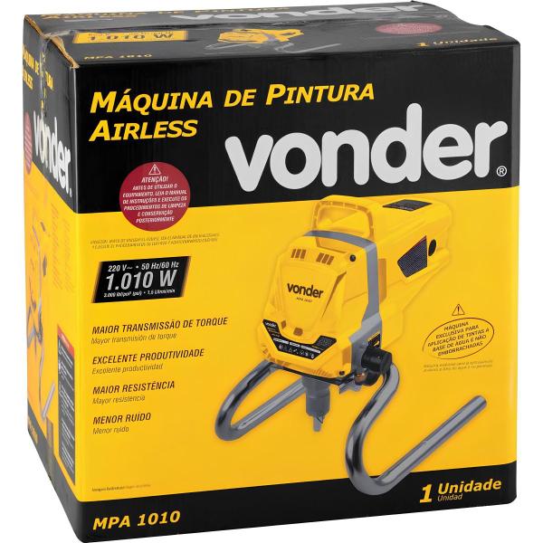 Imagem de Máquina de Pintura Airless MPA1010 1,3HP 220V Vonder 1010W 3000 PSI 1,5 L/min Mangueira 10m Compacta