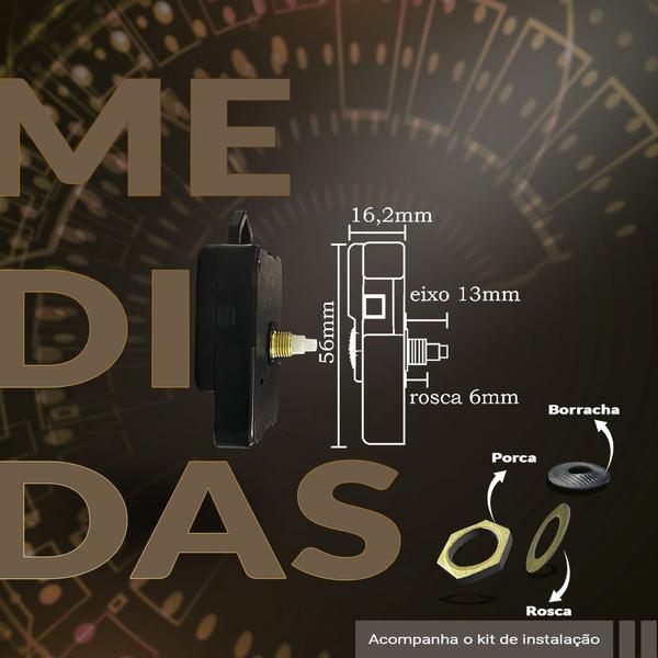 Imagem de Máquina de Relógio Tic Tac Artesanato com Alça de Parede 13mm Kit 10 Unidades