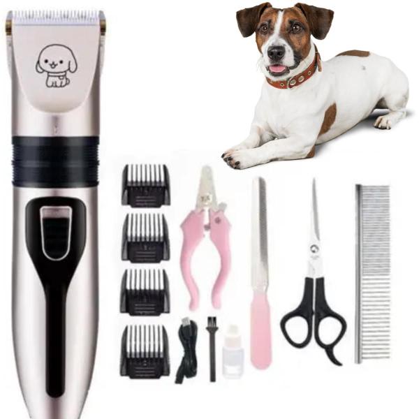 Imagem de Máquina de Tosa para Pets  Kit Profissional Dourado e Rosa Sem Fio