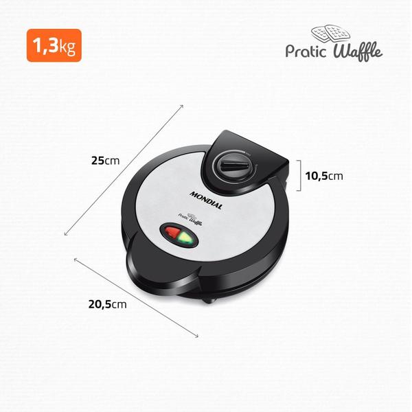Máquina de Waffle antiaderente 1200W Grill Pratic Waffle - GW-01 - Mondial Imagem de Máquina de Waffle antiaderente 1200W Grill Pratic Waffle - GW-01 - Mondial