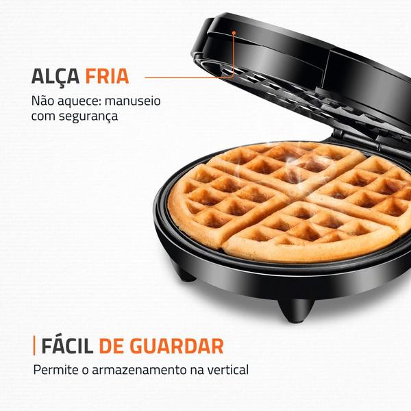 Máquina de Waffle antiaderente 1200W Grill Pratic Waffle - GW-01 - Mondial Imagem de Máquina de Waffle antiaderente 1200W Grill Pratic Waffle - GW-01 - Mondial
