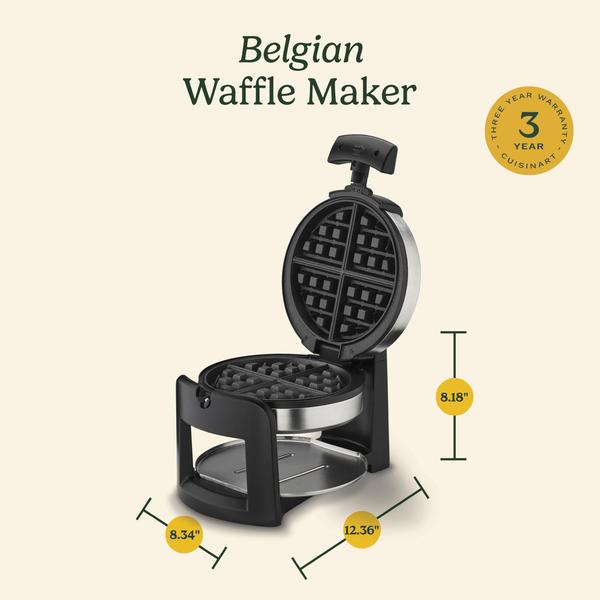 Imagem de Máquina de waffle belga de flip redondo Cuisinart WAF-F30, preto/prata, 2,5 cm de espessura