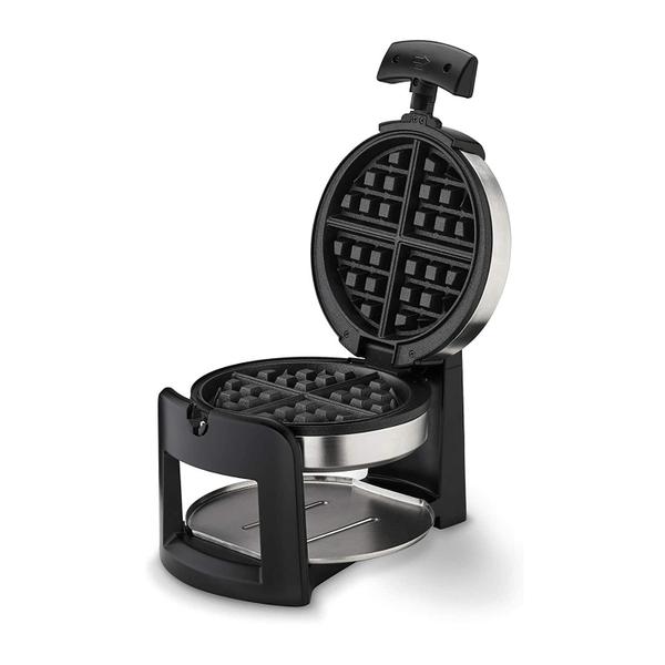 Imagem de Máquina de waffle belga de flip redondo Cuisinart WAF-F30, preto/prata, 2,5 cm de espessura