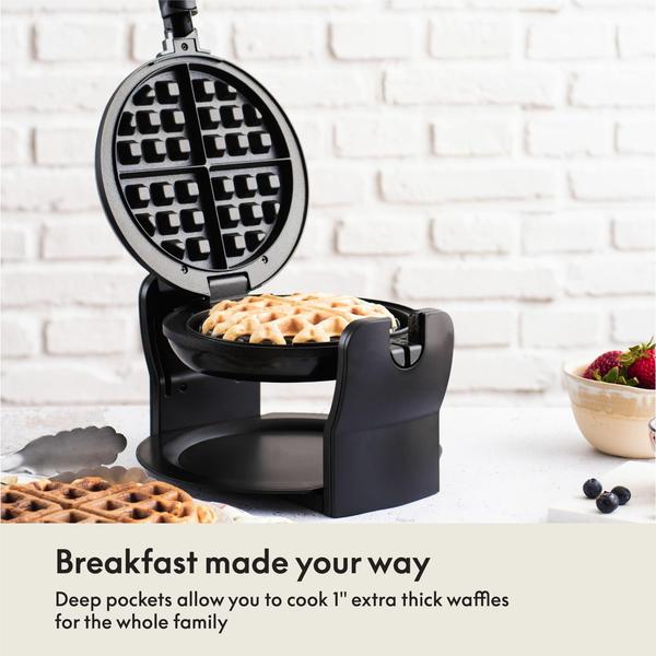 Máquina de waffle belga giratória antiaderente, preto - BELLA Imagem de Máquina de waffle belga giratória antiaderente, preto