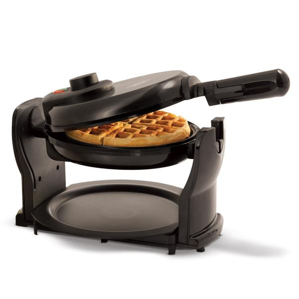 Máquina de waffle belga giratória antiaderente, preto - BELLA Imagem de Máquina de waffle belga giratória antiaderente, preto
