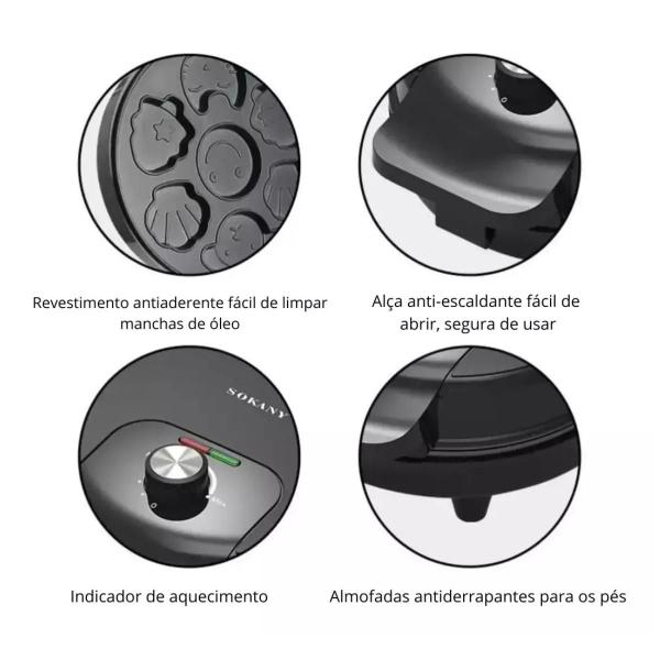 Maquina de waffle biscoito bolo desenho animado 110v - SOKANY Imagem de Maquina de waffle biscoito bolo desenho animado 110v