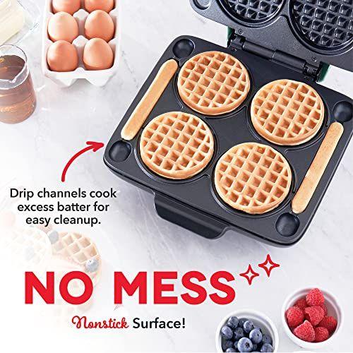 Imagem de Máquina de waffles Dash Multi Mini: quatro mini waffles, perfeitos para famílias e indivíduos, superfícies antiaderentes duplas de 4 polegadas com liberação rápida e limpeza fácil - Aqua