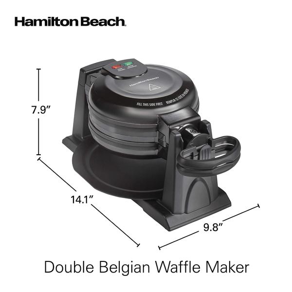 Máquina de waffles Hamilton Beach 26201 Double Flip 2 Waffles preta Imagem de Máquina de waffles Hamilton Beach 26201 Double Flip 2 Waffles preta