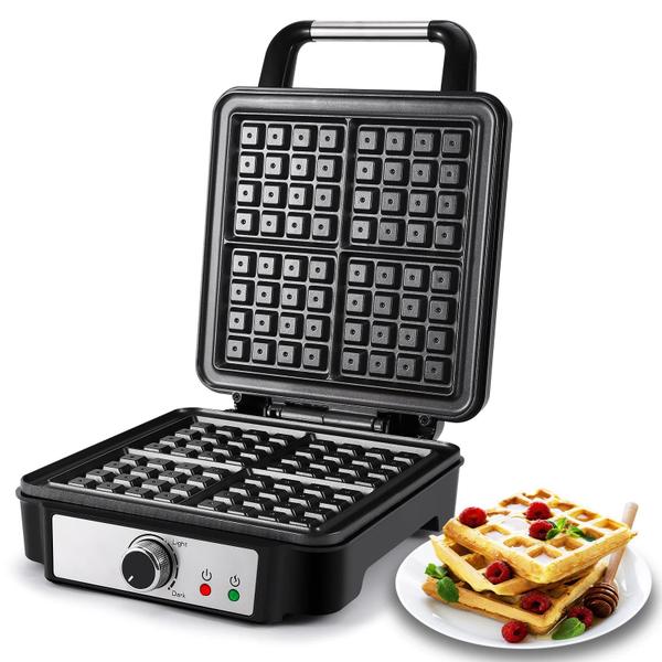 Imagem de Máquina de waffles MONXOOK SW-2130M 4 fatias antiaderente 1200 W prateada/preta