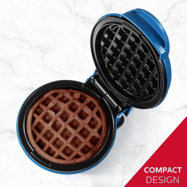 Imagem de Máquina de Waffles Pessoal Antiaderente Holstein Housewares, Azul - Waffles de 10 cm em Minutos