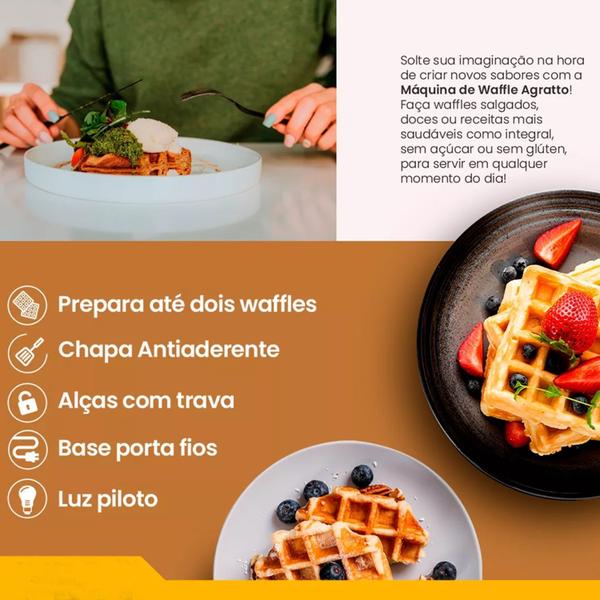 Maquina De Waffles Profissional Aroma Agratto 750 Watts AWAF01I 01 127V Imagem de Maquina De Waffles Profissional Aroma Agratto 750 Watts AWAF01I 01 127V