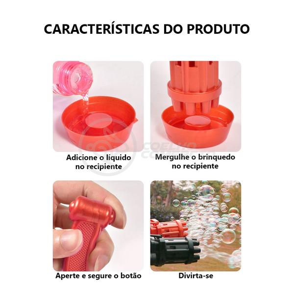 Imagem de Máquina Elétrica Brinquedo TikTok Lança Bolhas Sabão Mágica Criança Infantil - Vermelho