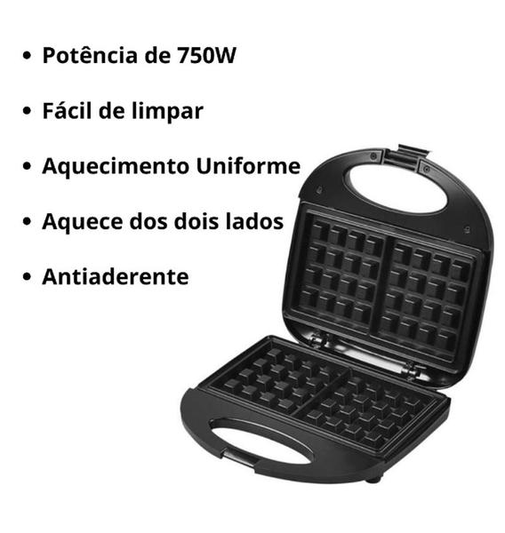 Imagem de Máquina Elétrica De Waffle Panela de Waffles Portátil Grill Assadeira Anti Aderente Donuts 110v